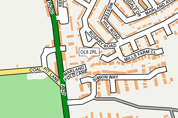 OL8 2RL map - OS OpenMap – Local (Ordnance Survey)