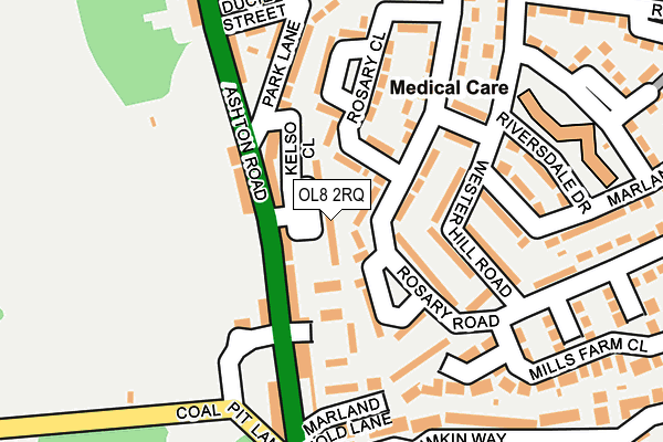 OL8 2RQ map - OS OpenMap – Local (Ordnance Survey)