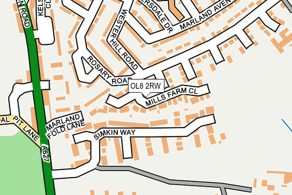 OL8 2RW map - OS OpenMap – Local (Ordnance Survey)
