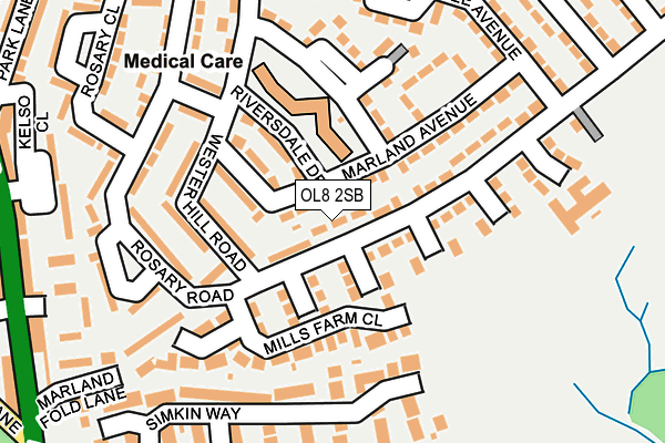 OL8 2SB map - OS OpenMap – Local (Ordnance Survey)