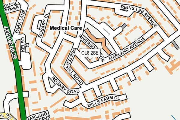 OL8 2SE map - OS OpenMap – Local (Ordnance Survey)