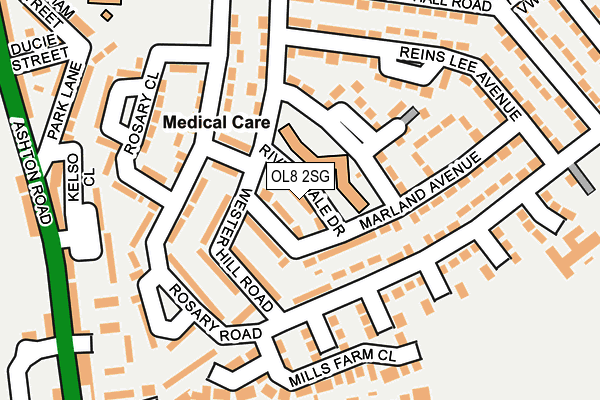 OL8 2SG map - OS OpenMap – Local (Ordnance Survey)