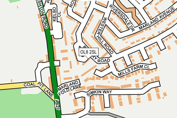 OL8 2SL map - OS OpenMap – Local (Ordnance Survey)