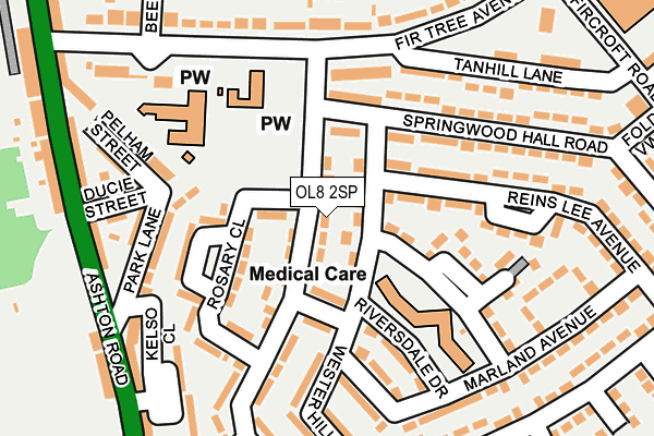 OL8 2SP map - OS OpenMap – Local (Ordnance Survey)