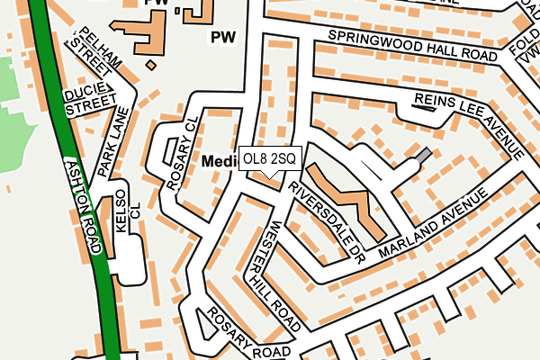 OL8 2SQ map - OS OpenMap – Local (Ordnance Survey)