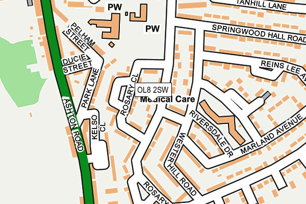 OL8 2SW map - OS OpenMap – Local (Ordnance Survey)