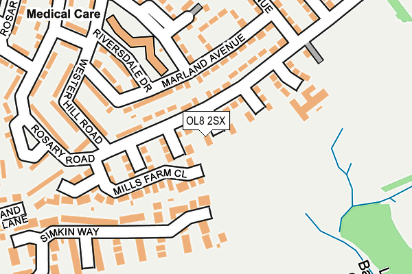 OL8 2SX map - OS OpenMap – Local (Ordnance Survey)