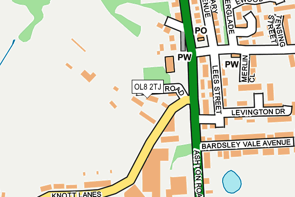 OL8 2TJ map - OS OpenMap – Local (Ordnance Survey)