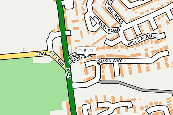 OL8 2TL map - OS OpenMap – Local (Ordnance Survey)