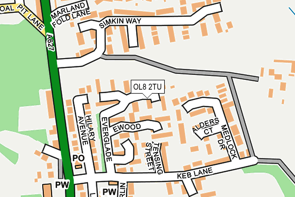 OL8 2TU map - OS OpenMap – Local (Ordnance Survey)