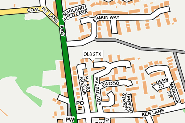 OL8 2TX map - OS OpenMap – Local (Ordnance Survey)