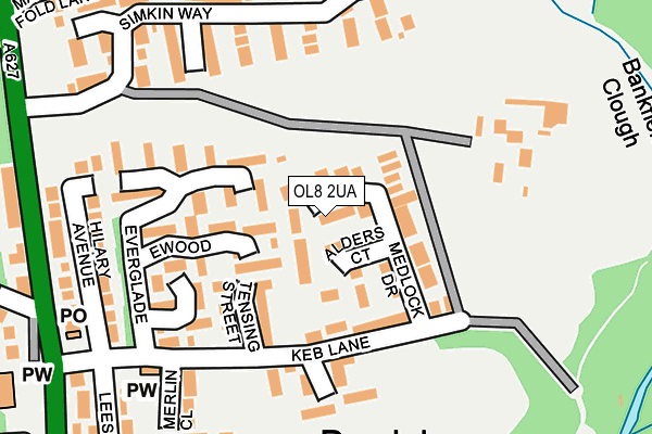 OL8 2UA map - OS OpenMap – Local (Ordnance Survey)