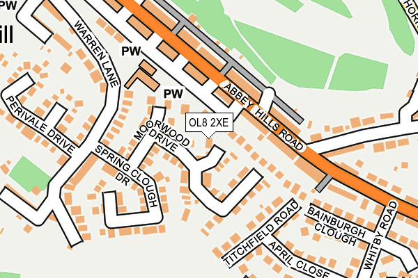 OL8 2XE map - OS OpenMap – Local (Ordnance Survey)