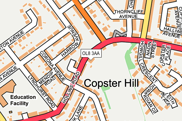 OL8 3AA map - OS OpenMap – Local (Ordnance Survey)