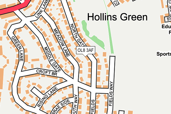 OL8 3AF map - OS OpenMap – Local (Ordnance Survey)