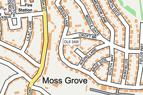 OL8 3AW map - OS OpenMap – Local (Ordnance Survey)