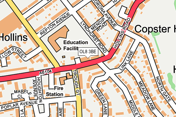 OL8 3BE map - OS OpenMap – Local (Ordnance Survey)