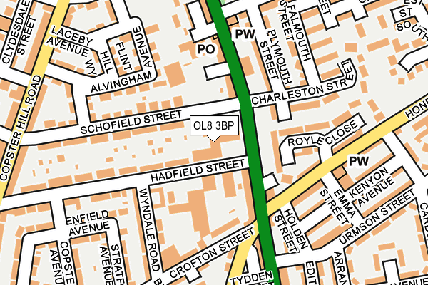 OL8 3BP map - OS OpenMap – Local (Ordnance Survey)