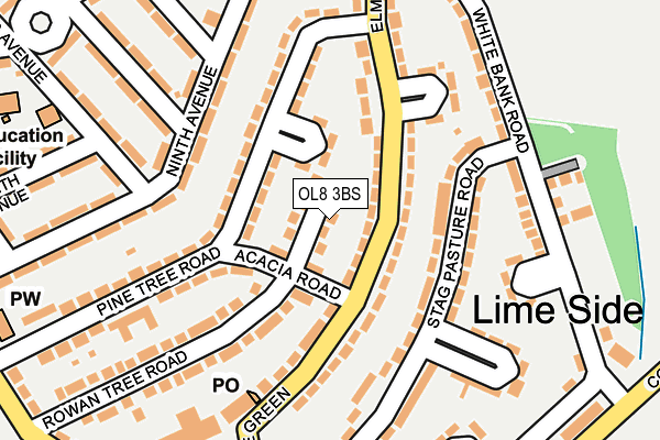 OL8 3BS map - OS OpenMap – Local (Ordnance Survey)