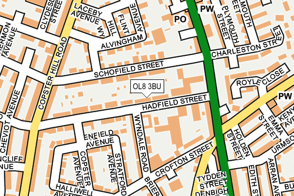 OL8 3BU map - OS OpenMap – Local (Ordnance Survey)