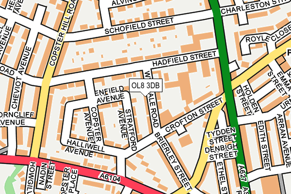 OL8 3DB map - OS OpenMap – Local (Ordnance Survey)