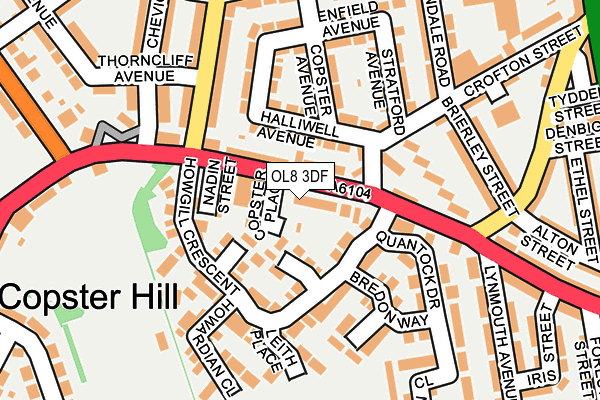 OL8 3DF map - OS OpenMap – Local (Ordnance Survey)