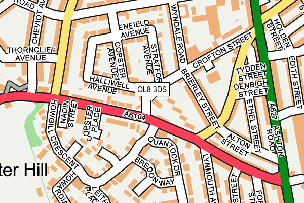 OL8 3DS map - OS OpenMap – Local (Ordnance Survey)