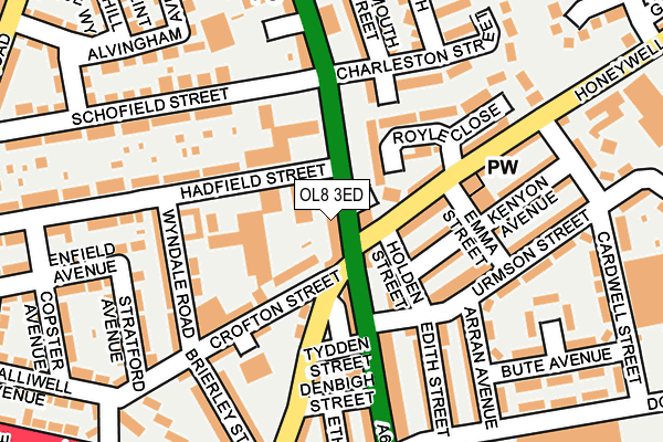 OL8 3ED map - OS OpenMap – Local (Ordnance Survey)