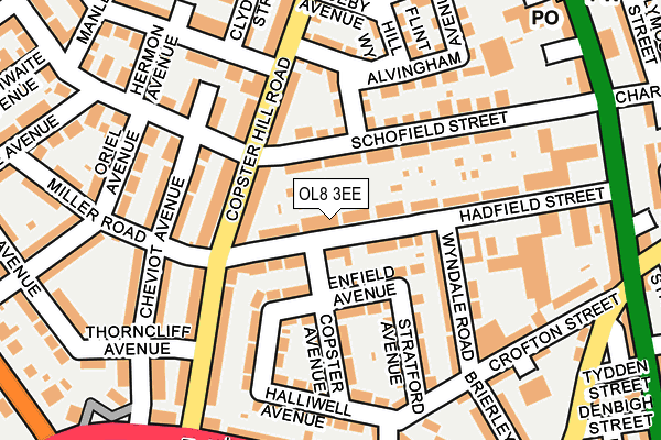 OL8 3EE map - OS OpenMap – Local (Ordnance Survey)