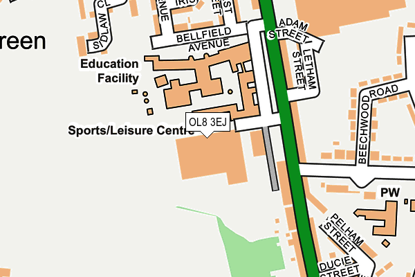 OL8 3EJ map - OS OpenMap – Local (Ordnance Survey)