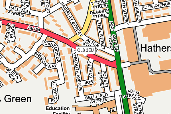 OL8 3EU map - OS OpenMap – Local (Ordnance Survey)