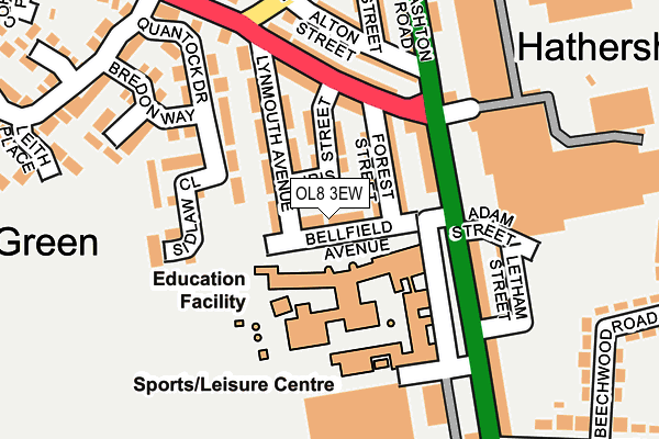 OL8 3EW map - OS OpenMap – Local (Ordnance Survey)