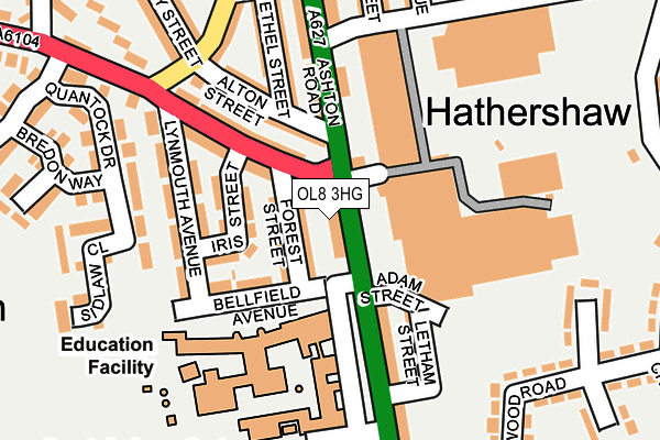 OL8 3HG map - OS OpenMap – Local (Ordnance Survey)