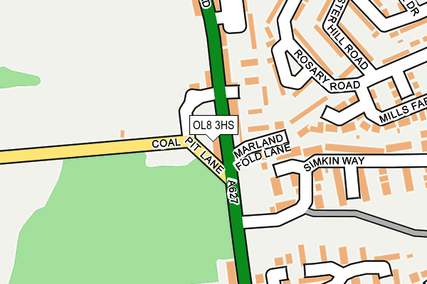 OL8 3HS map - OS OpenMap – Local (Ordnance Survey)