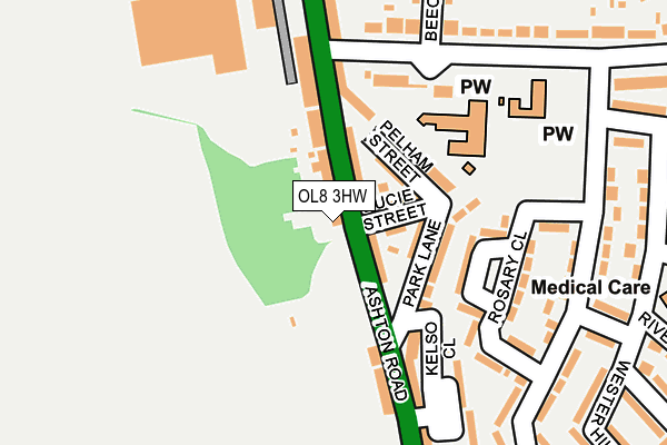 OL8 3HW map - OS OpenMap – Local (Ordnance Survey)