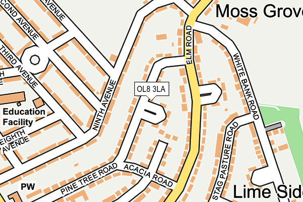 OL8 3LA map - OS OpenMap – Local (Ordnance Survey)