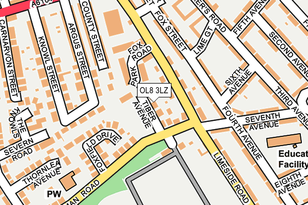 OL8 3LZ map - OS OpenMap – Local (Ordnance Survey)