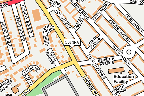 OL8 3NA map - OS OpenMap – Local (Ordnance Survey)