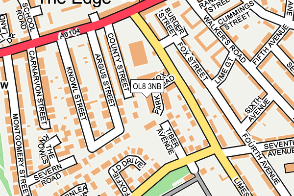 OL8 3NB map - OS OpenMap – Local (Ordnance Survey)