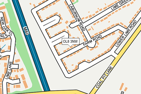 OL8 3NW map - OS OpenMap – Local (Ordnance Survey)