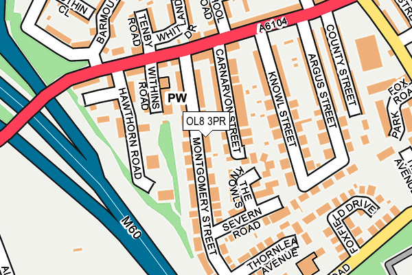 OL8 3PR map - OS OpenMap – Local (Ordnance Survey)