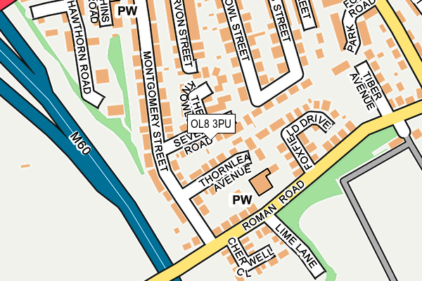 OL8 3PU map - OS OpenMap – Local (Ordnance Survey)