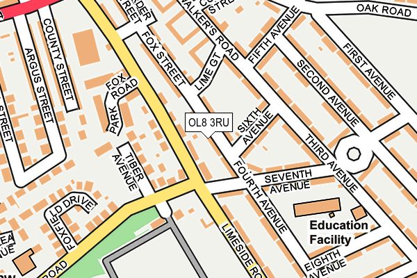 OL8 3RU map - OS OpenMap – Local (Ordnance Survey)