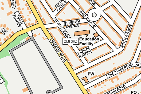 OL8 3RZ map - OS OpenMap – Local (Ordnance Survey)