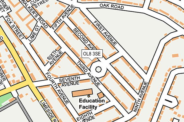 OL8 3SE map - OS OpenMap – Local (Ordnance Survey)