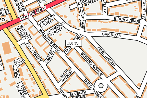 OL8 3SF map - OS OpenMap – Local (Ordnance Survey)