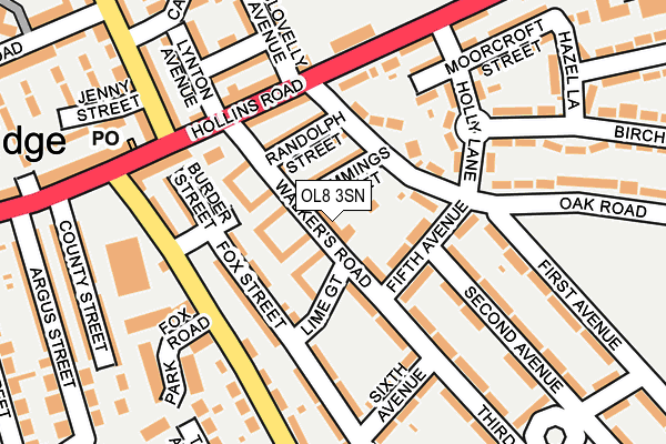 OL8 3SN map - OS OpenMap – Local (Ordnance Survey)