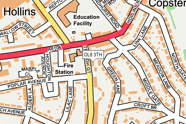 OL8 3TH map - OS OpenMap – Local (Ordnance Survey)