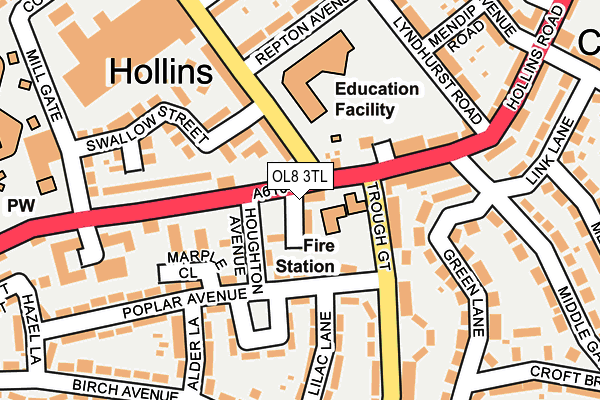 OL8 3TL map - OS OpenMap – Local (Ordnance Survey)