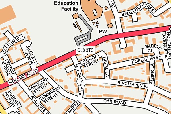 OL8 3TS map - OS OpenMap – Local (Ordnance Survey)